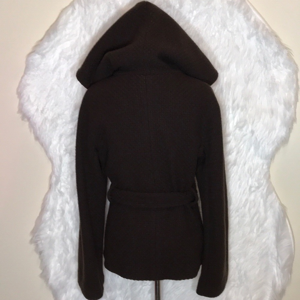 Bcbgmaxazia Brown Knit With Hoodie Sweater Coat - Picture 5 of 8